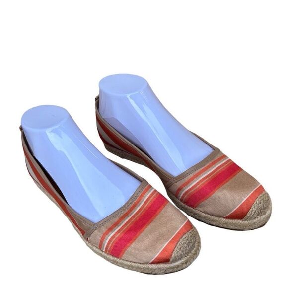 Antonio Melani Teegan Espadrilles Stripped Flat Slip On Shoes Orange Tan Size 9 - Picture 1 of 8